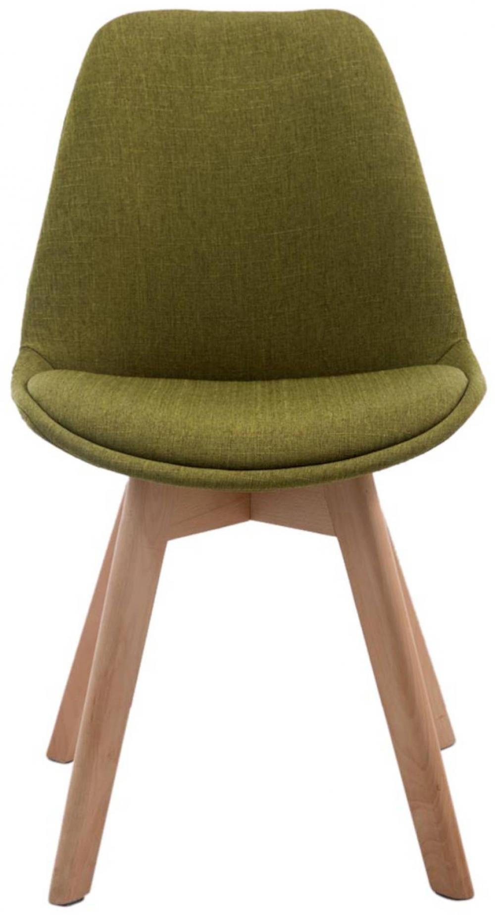 STUHL 4er Set Stoff grün - Eukalyptusholzfarben/Grün, Holz/Textil (48/84/55cm) - CLP