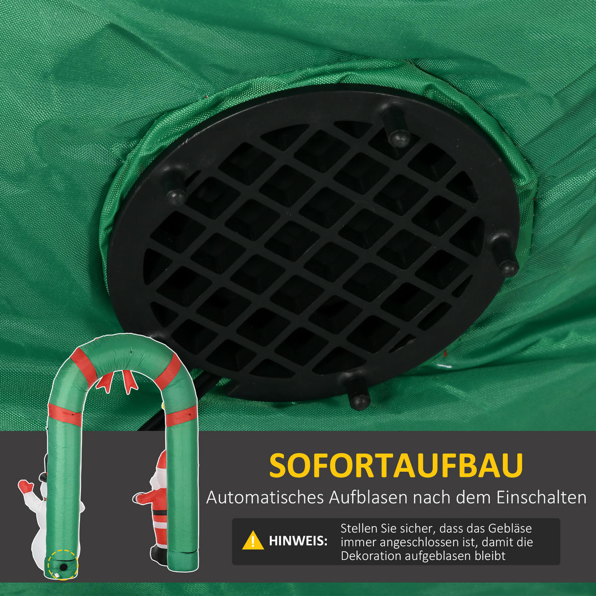 AUFBLASBARER Weihnachtsbogen, Polyester, Mehrfarbig - Multicolor, Kunststoff (80/245/198cm) - HOMCOM