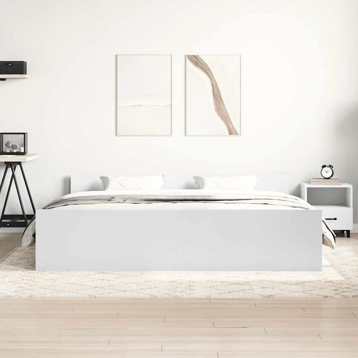BETTGESTELL Mit Kopf- Und Fussteil Weiss 200/200 Cm - Weiß, Holzwerkstoff (200/200cm) - vidaXL