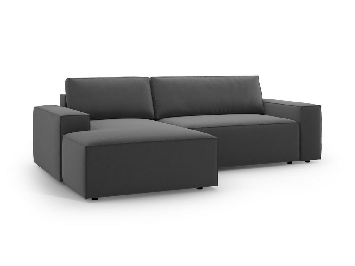 ECKSOFA ausklappbar links mit Container Jodie aus Samt grau 3 Sitzplätze - Grau, Textil (246/151cm) - Micadoni