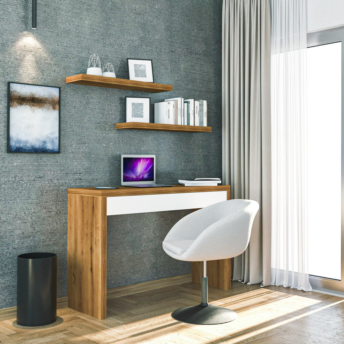 SCHREIBTISCH ANGULAR Eiche-Optik - Braun, Holzwerkstoff (120/40/76cm) - SVITA