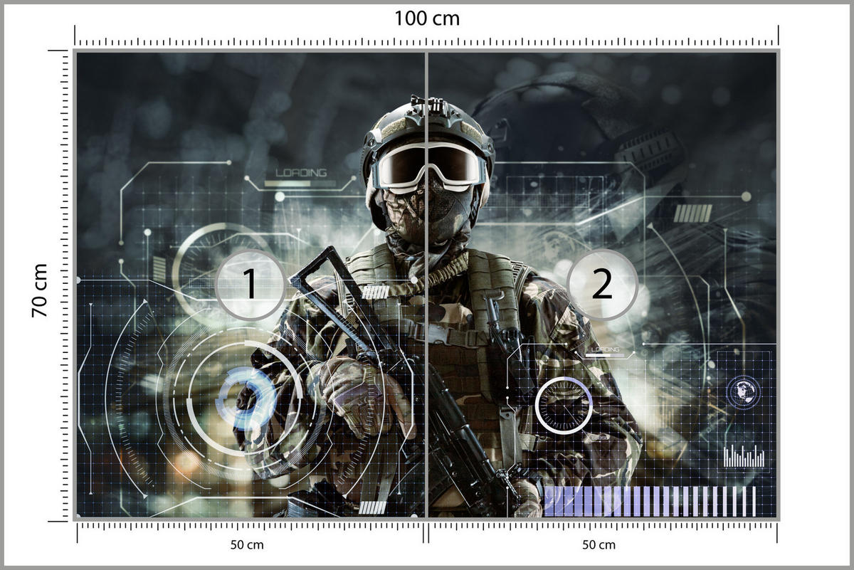 FOTOTAPETA Pre Študentskú Izbu Futuristický Vojak Bojovník 100 x 70 cm - hnedá/sivá, papier (100/70cm) - Muralo