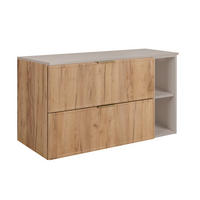 BADEZIMMERSCHRANK, Craft-Eiche / Kaschmir, Goldene Griffe, 100 (80 + 20) x 46 x 57 cm - Kaschmir/Eichefarben, Holzwerkstoff/Kunststoff (100/57/46cm) - 3XE LIVING