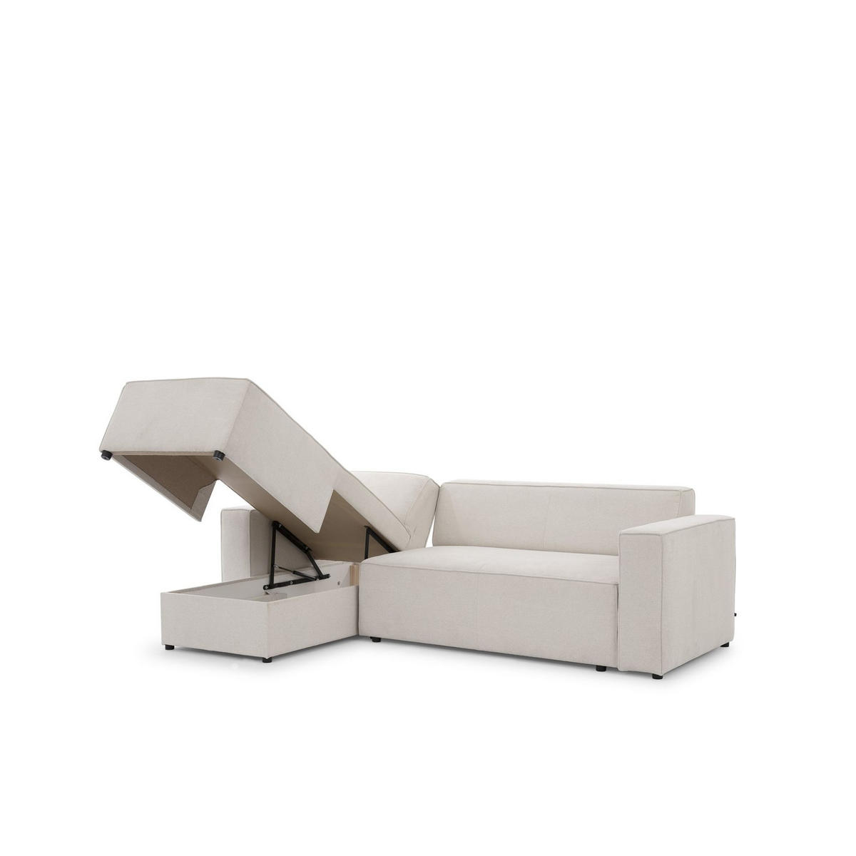 ECKSOFA Schlafsofa Waldo In Stoff Poso - Greige, Holzwerkstoff/Textil (260/173cm) - Fun Möbel