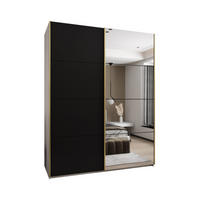 SCHWEBETÜRENSCHRANK 245,5/200/64 2-türig - Goldfarben/Schwarz, Holz/Metall (200/245/64cm) - Abiks Möbel