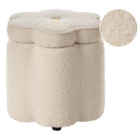 POUF mit Stauraum Bouclé Cremeweiß Blume Flower - Gelb/Creme, Textil (40/38/40cm) - Beliani