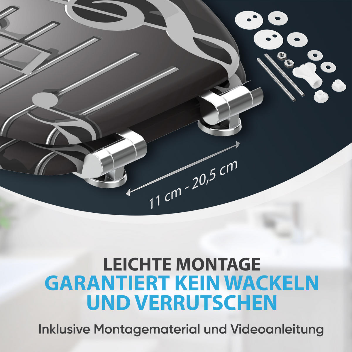 WC-SITZ Absenkautomatik Musical Notes - Grau, Holzwerkstoff (38/6/47cm) - Sanilo