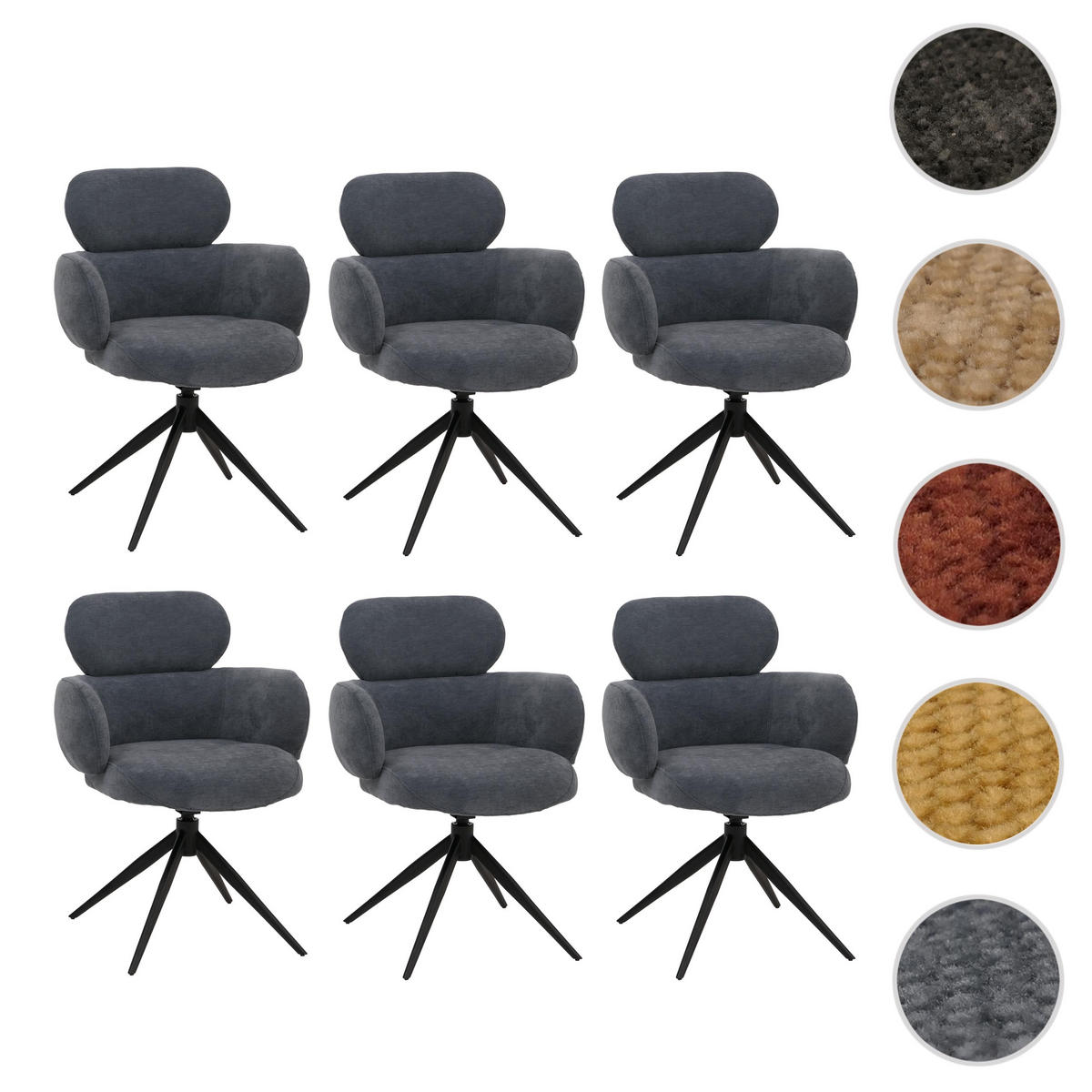 ESSZIMMERSTUHL Grau, Blau 6er-Set - Blau/Grau, Textil (61/86/69cm) - MCW