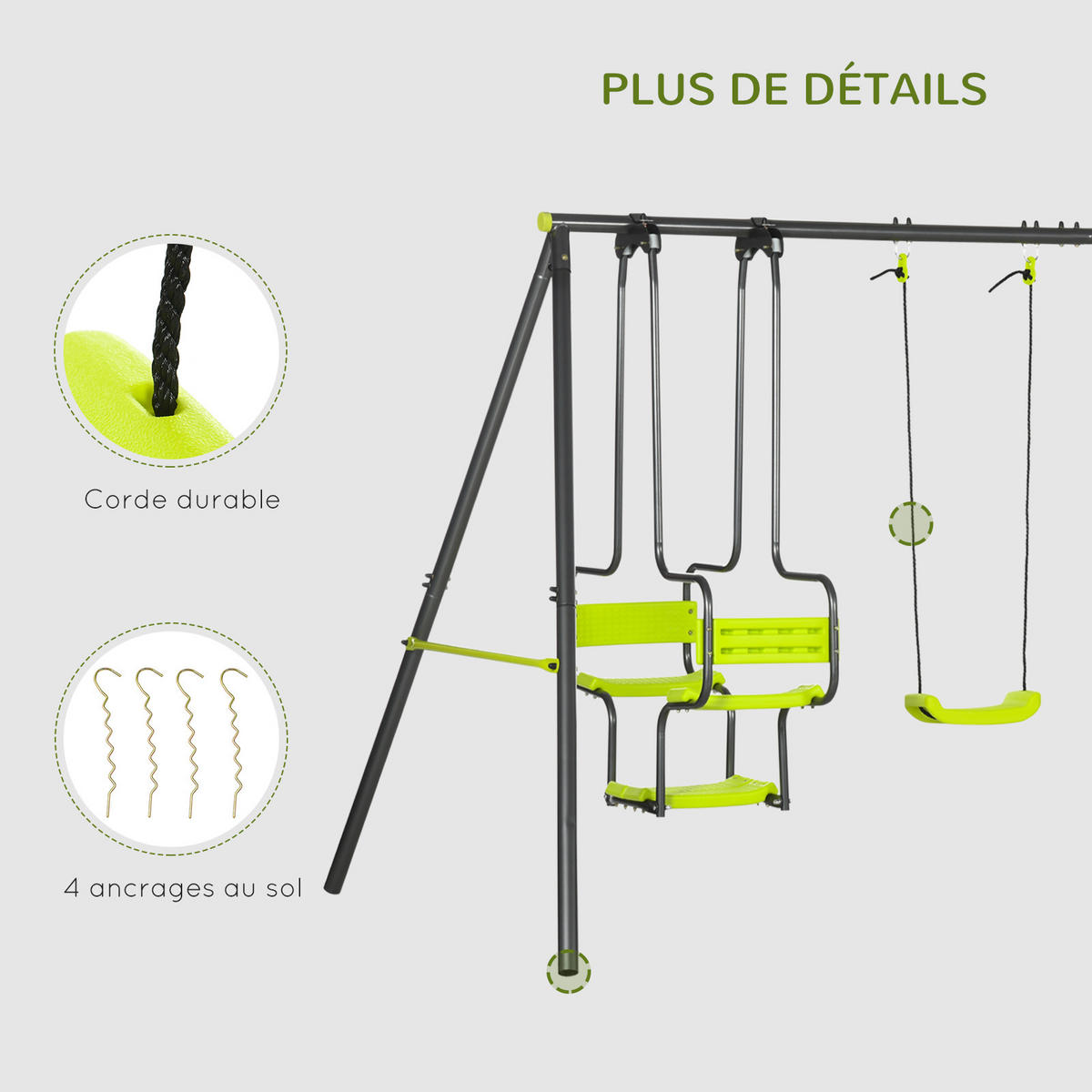 SCHAUKEL DE-17960 Grau - Grün, Metall (184/355cm) - ComfortXL