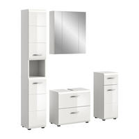 BADEZIMMER 4 tlg. Alba Bad in weiß und weiß hochglanz B/H/T: 150x185x30 cm - Weiß, Holz (150/185/30cm)