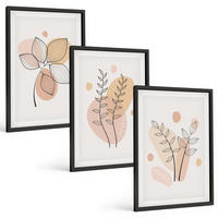 BILDER SET 3er Set - 40x60 cm Schwarzer Rahmen - Pastellfarbene Pflanzenzeichnungen - Schwarz, Kunststoff (40/60cm) - TULUP