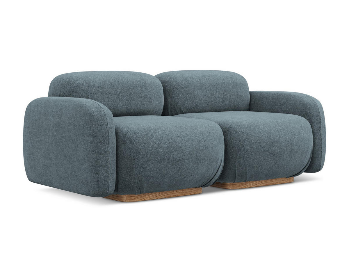 3-SITZER SOFA Bouclé Stoff Blau - Blau/Blaugrau, Holz/Textil (190/73/95cm) - Makamii