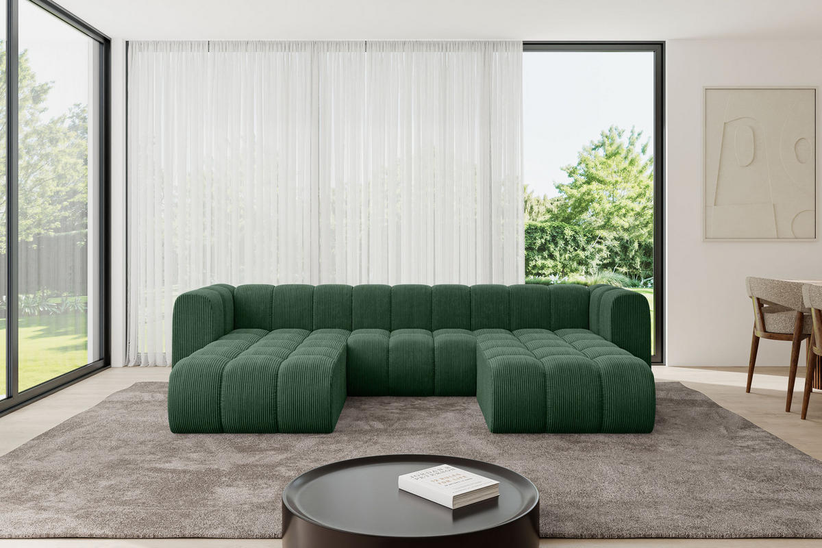 WOHNLANDSCHAFT modulares Sofa Joren-U1 - 319x177x70 cm Grün - Grün, Holzwerkstoff/Textil (319/70/177cm) - ALTDECOR