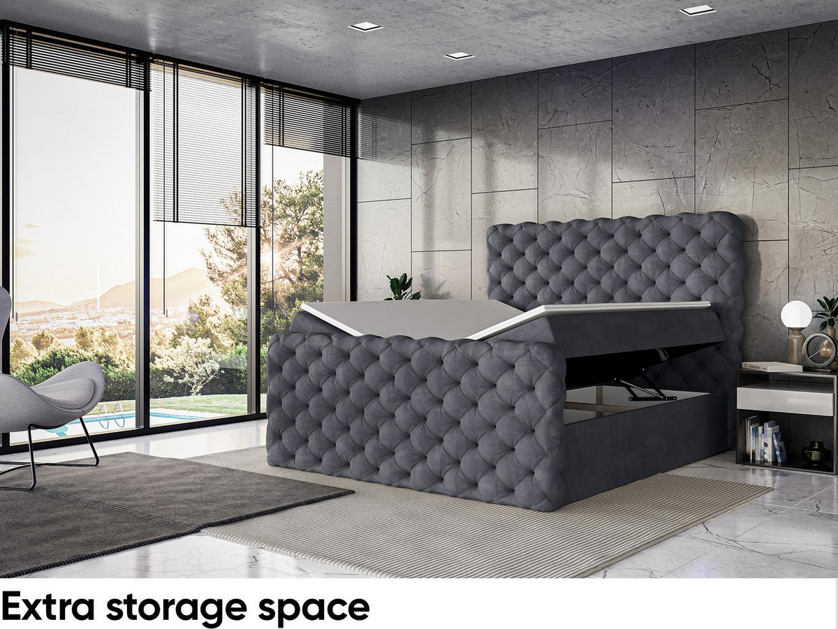 BOXBETT Duke - Dunkelgrau/Schwarz, Holzwerkstoff/Textil (120/200cm) - Meblini