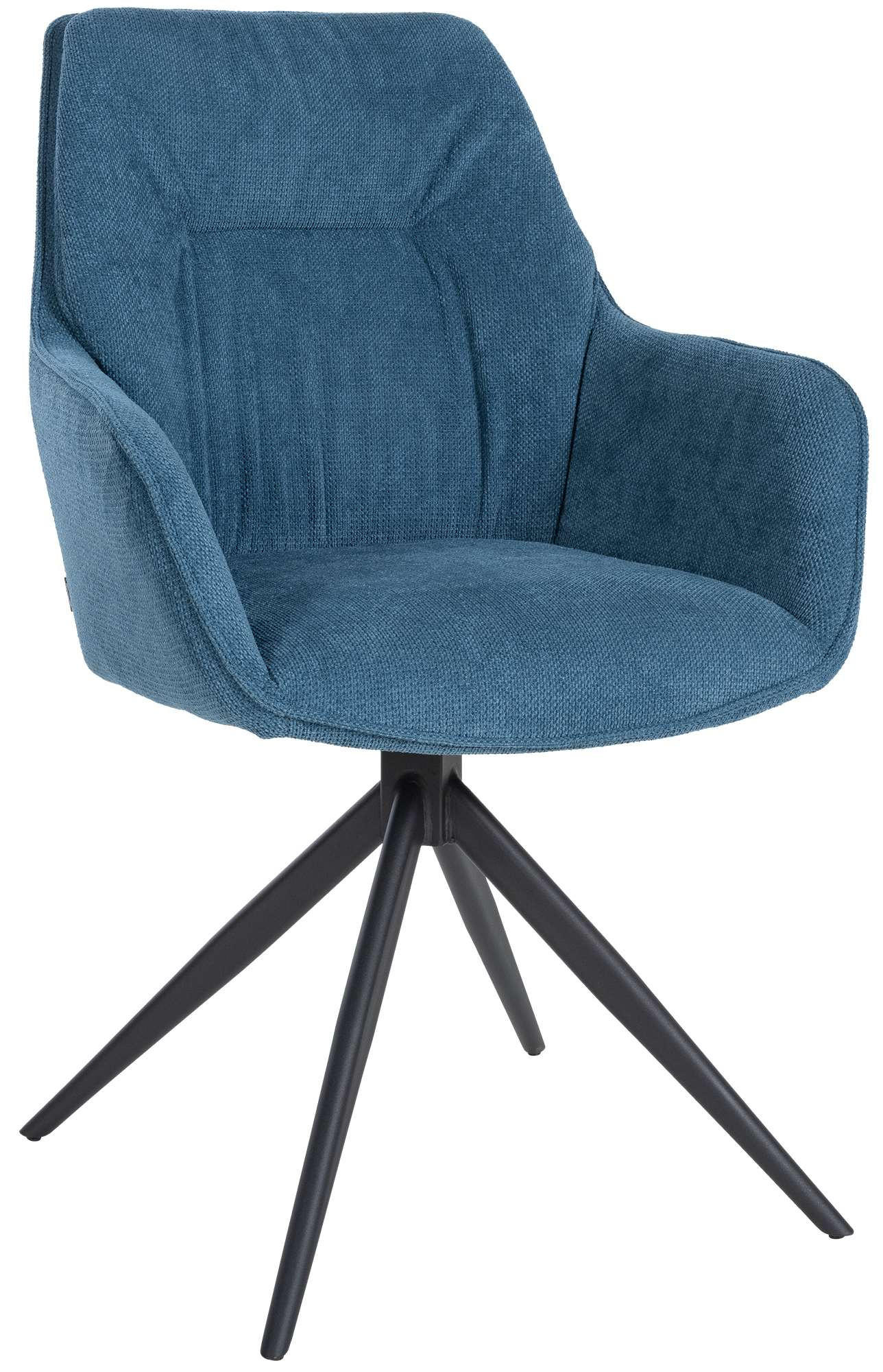 ARMLEHNENSTUHL Metall blau - Blau/Schwarz, Textil/Metall (58/91/62cm) - CLP