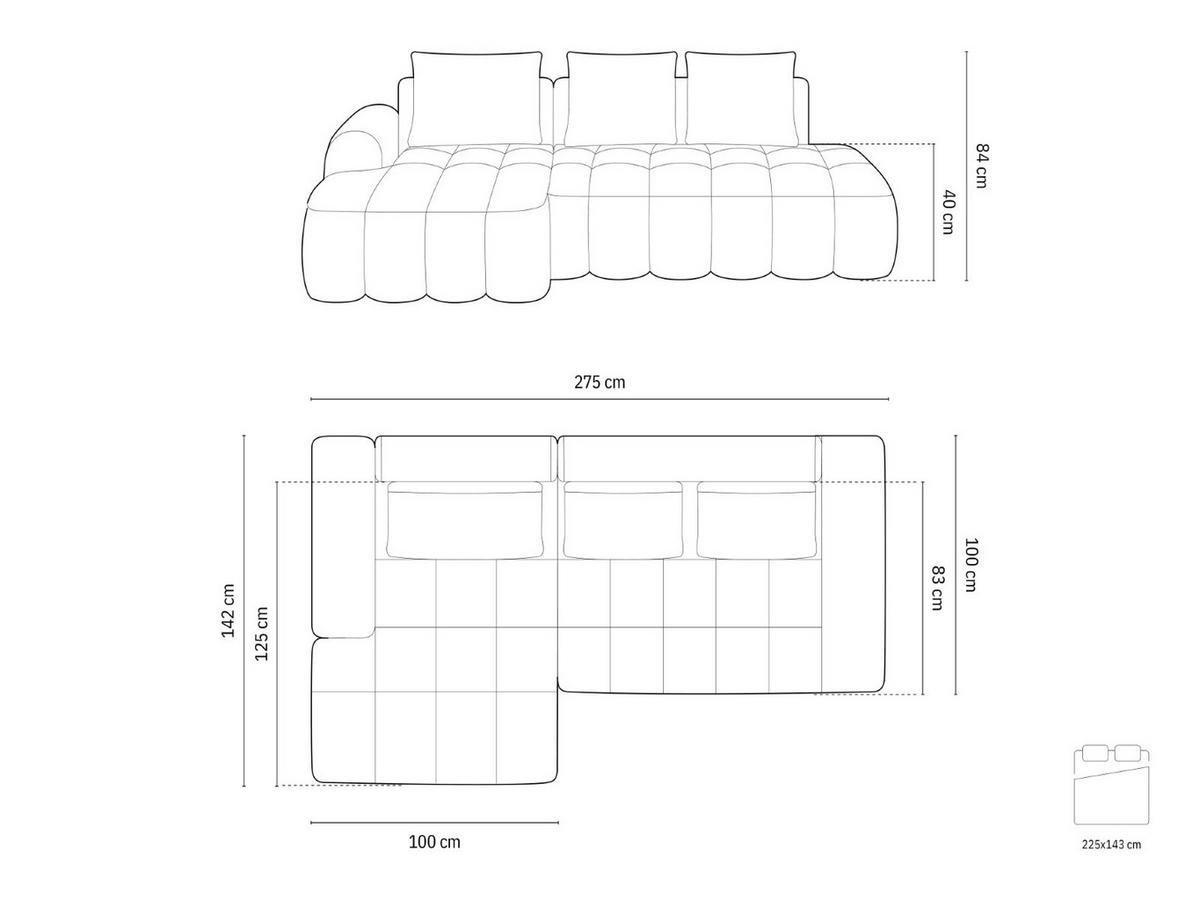 AUSKLAPPBARES-ECKSOFA links mit Container Linz aus Samt petrol 3 Sitzplätze - Petrol, Textil (142/275cm) - Cosmopolitan Design