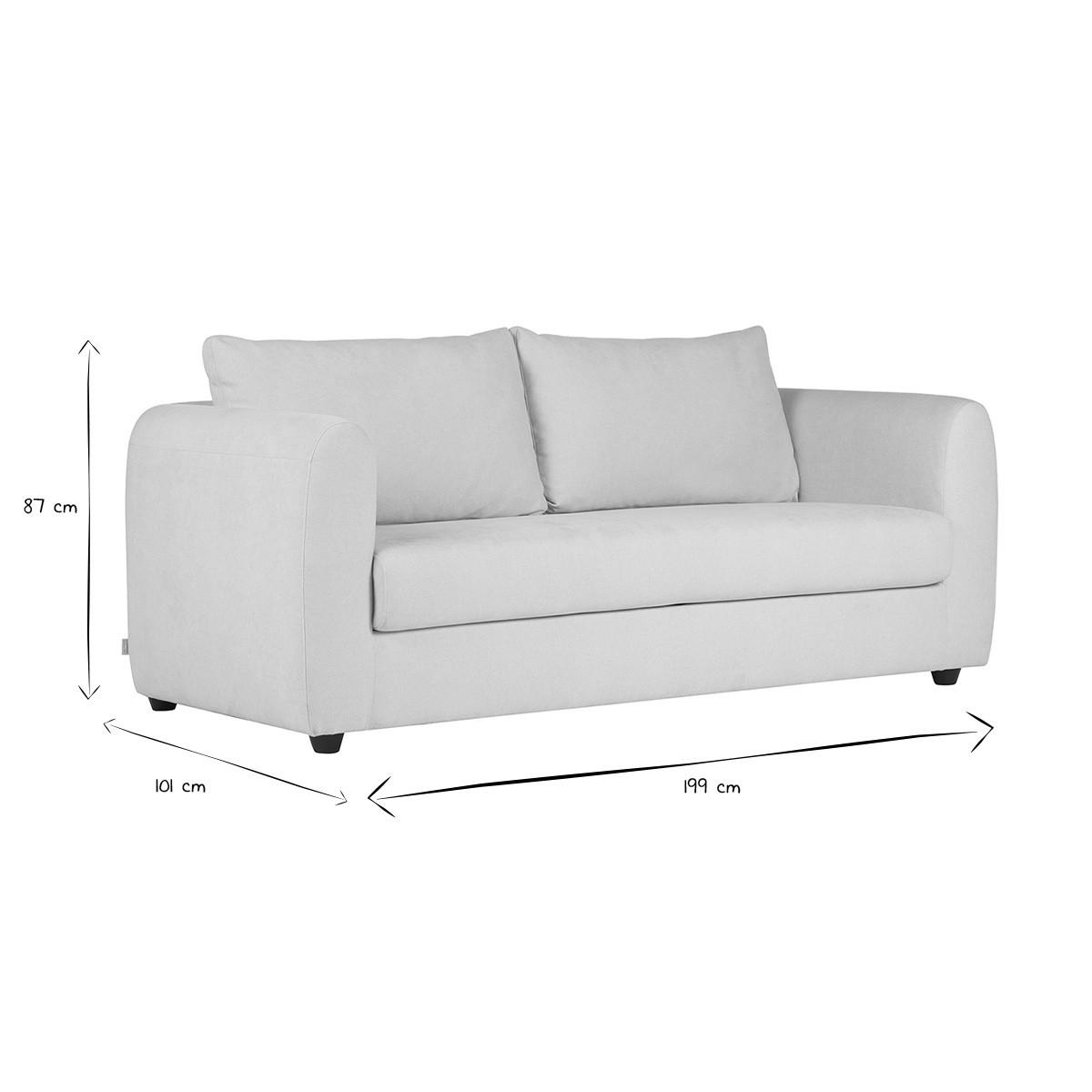 SCHLAFSOFA 3-Sitzer Samt Sand HARLO - Beige, Textil (101/87/199cm) - Miliboo