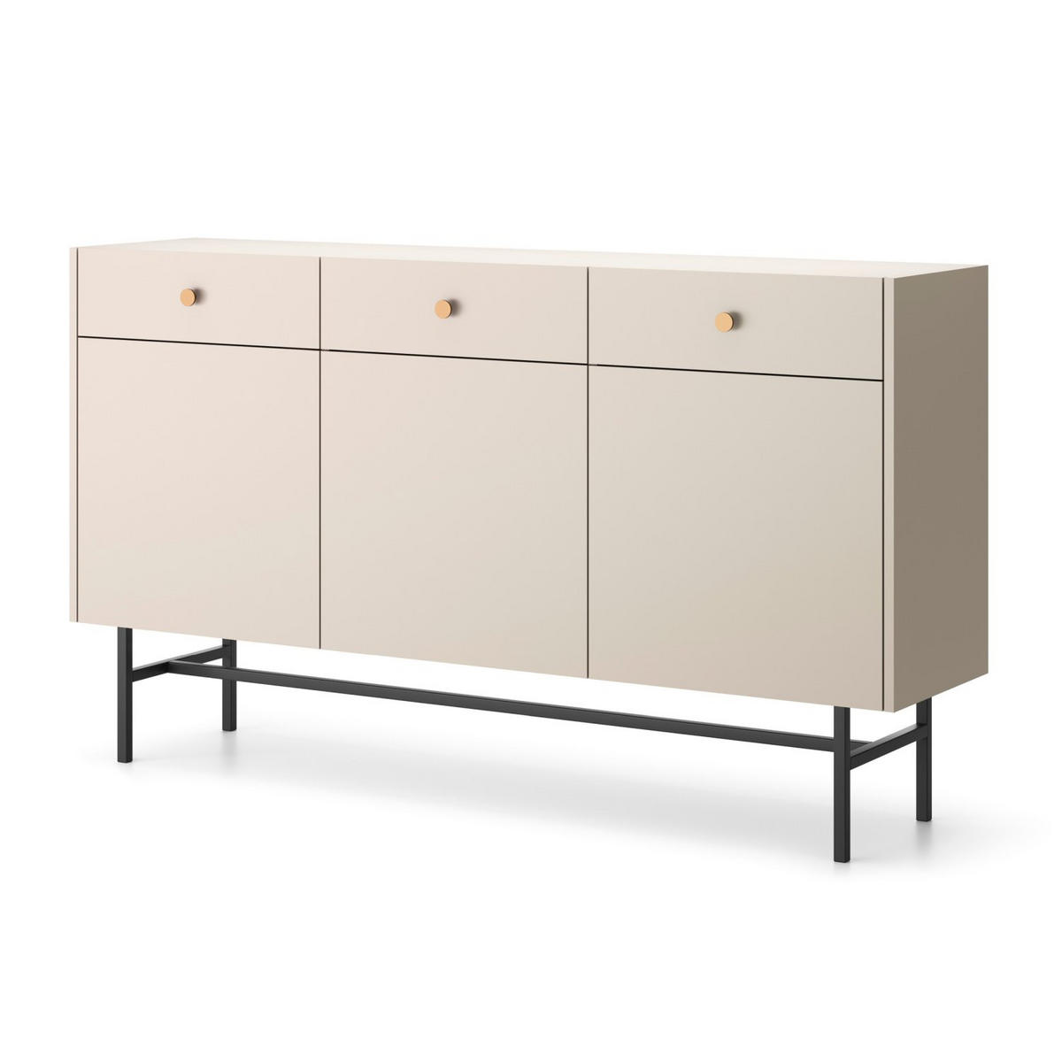 SIDEBOARD Divenos Greige 155 cm - Taupe/Goldfarben, Holzwerkstoff/Metall (155/89.4/39cm) - Selsey
