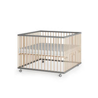 LAUFGITTER 100x100 cm mit Matratze Cloud Air & Lattenrost - grau/natur - Premium Kollektion - Naturfarben/Grau, Holz (100/74/100cm) - Sämann – make a difference.