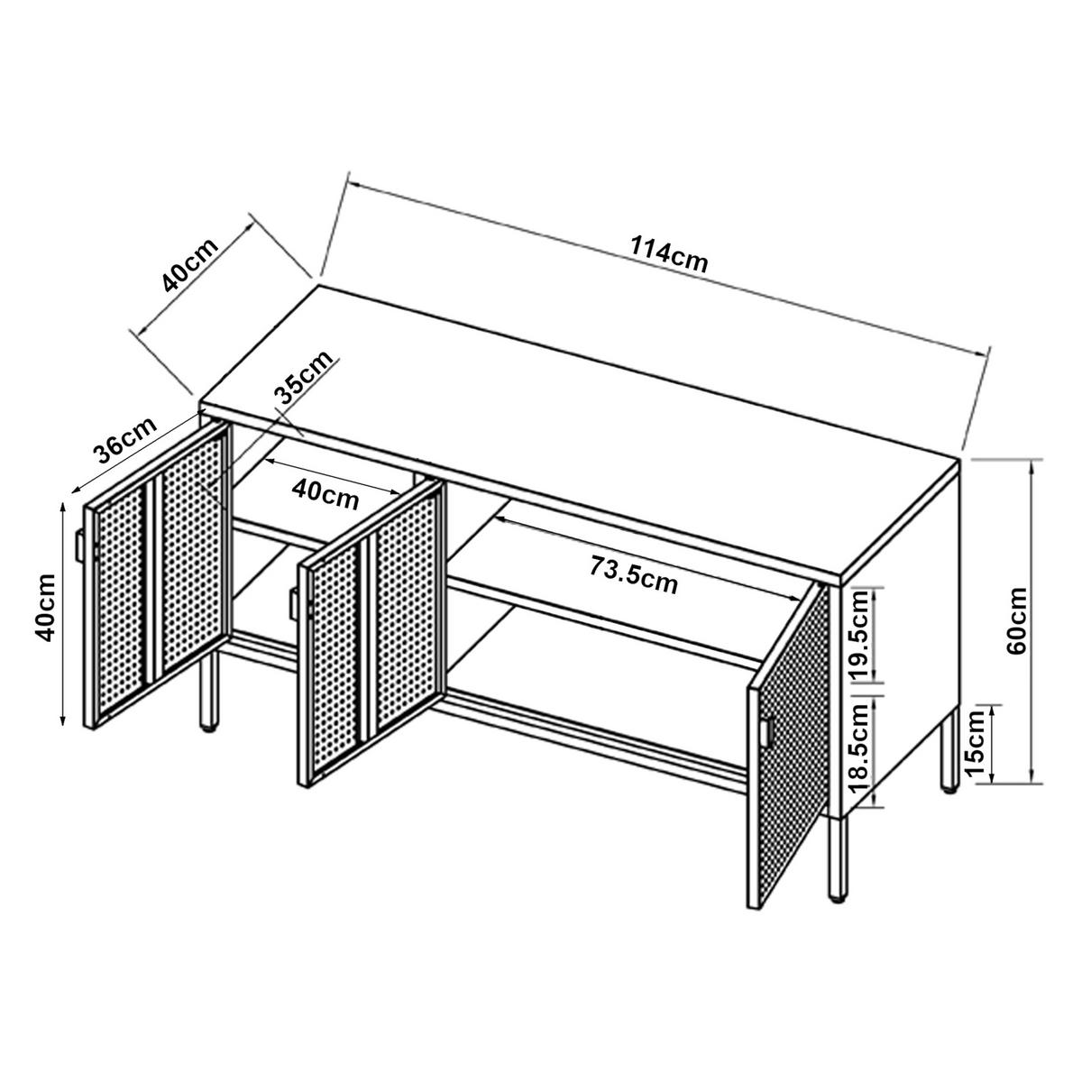 TV-ELEMENT Castelli - Weiß, Metall (114/60/40cm) - [en.casa]
