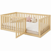 KINDERBETT 90/200 mit Zaun und Tür in Natur - Naturfarben, Holzwerkstoff (90/200cm) - EVRYAE