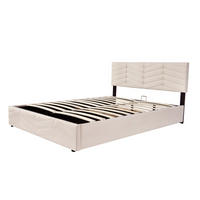 POLSTERBETT aus Samt 140x190 cm in Beige mit höhenverstellbarem Kopfteil - Beige, Textil (140/200cm) - Modfu