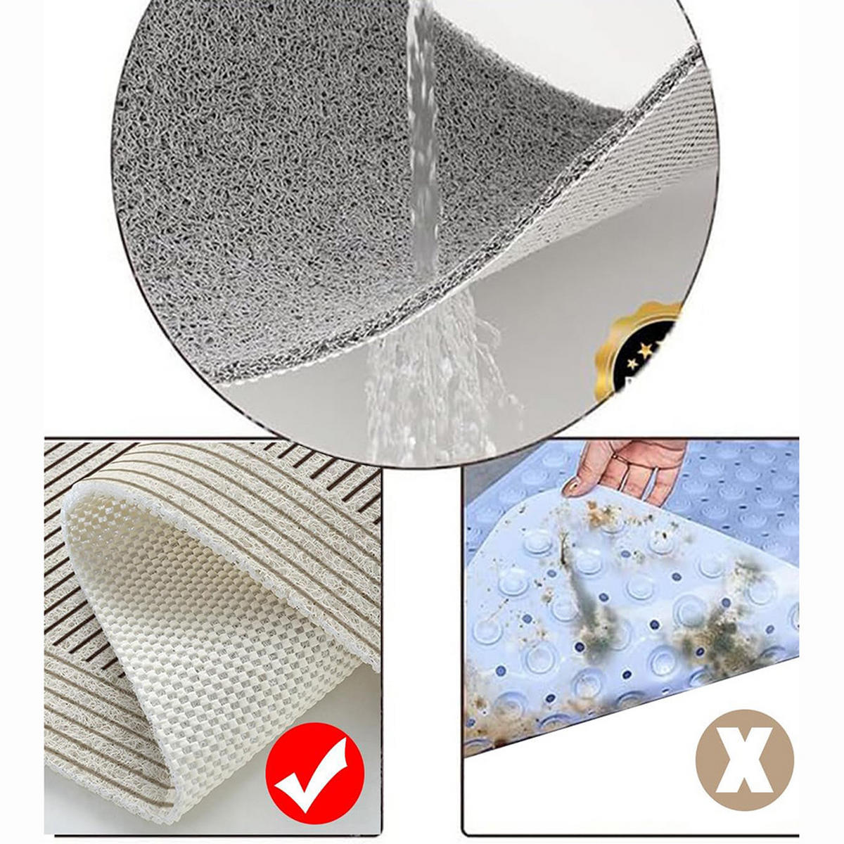 BADEMATTEN Duschmatte Badewannenmatte Nassbereiche 50*80cm - Beige, Kunststoff (50/80cm) - Kaket