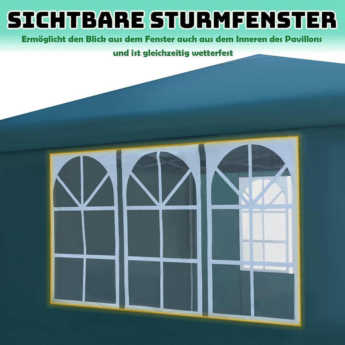 FALTPAVILLON 3 x 3 m mit 4 Seitenteilen und Fenstern Grün - Petrol, Textil (300/260/300cm)