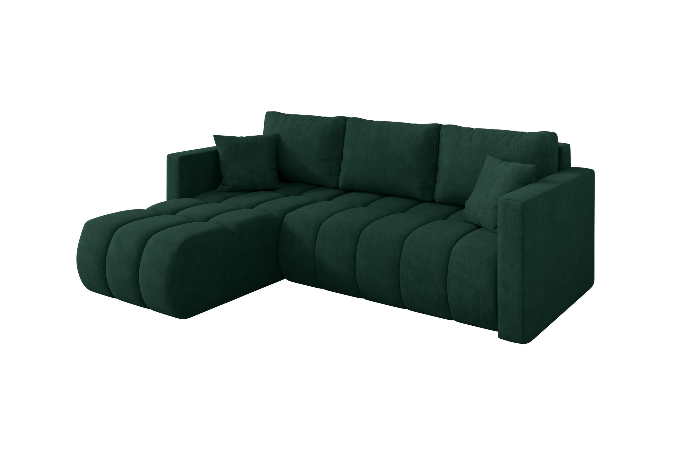 ALTDECOR ROHOVÁ SEDAČKA s funkcí spaní, otoman vlevo GARD-L 226x146x85 zelená velur