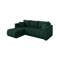 ROHOVÁ SEDAČKA s funkcí spaní, otoman vlevo GARD-L 226x146x85 zelená velur - černá/zelená barva, kompozitní dřevo/textil (226/146cm) - ALTDECOR