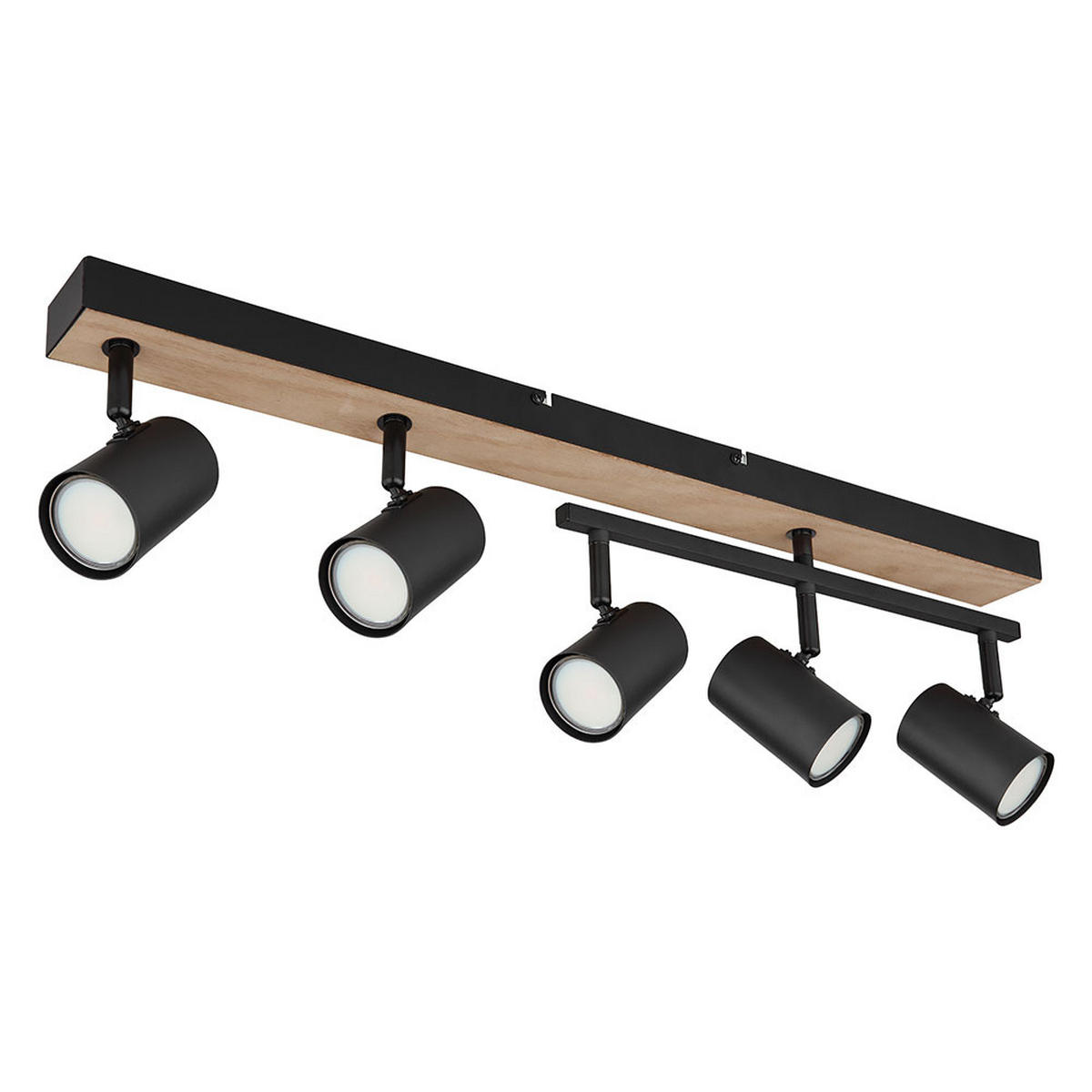 LED DECKENLEUCHTE Metall Schwarz Holzoptik 5-flammig - Schwarz, Metall (70/35/18cm) - Globo Lighting