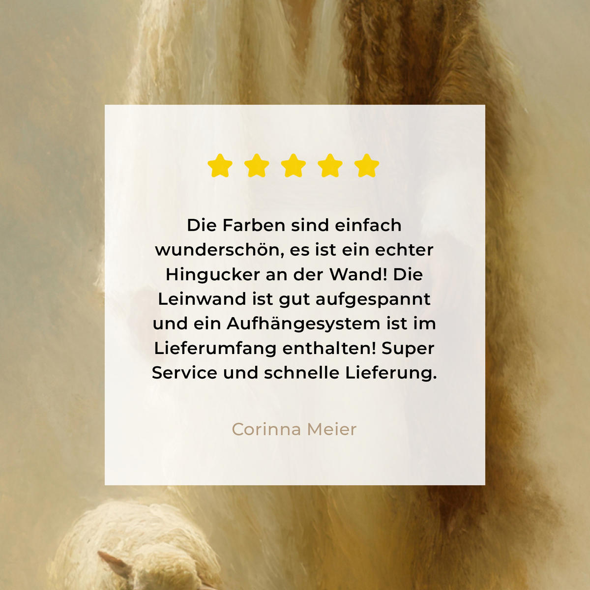 LEINWANDBILD Schaf - Jesus - Pinselstriche - Abstrakt Wandbild Wohnzimmer 50x50 cm - Sandfarben, Textil (50/50cm) - MuchoWow