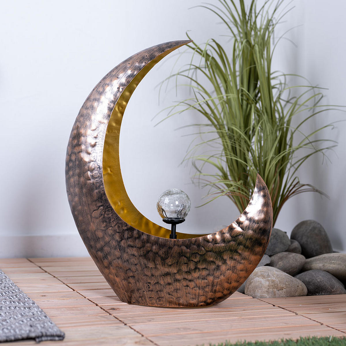 LED AUSSENLEUCHTE Messingfarben Feuereffekt 2er Set - Messingfarben, Glas (37.5/13.5/45cm) - Globo Lighting