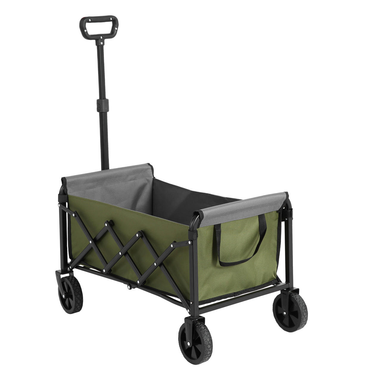 GARTENWAGEN Leichter 66 cm Army Grün – Klappbarer Outdoor Transportwagen mit All-Terrain Rädern - Grün, Metall (66/45/41cm) - Urban Meuble