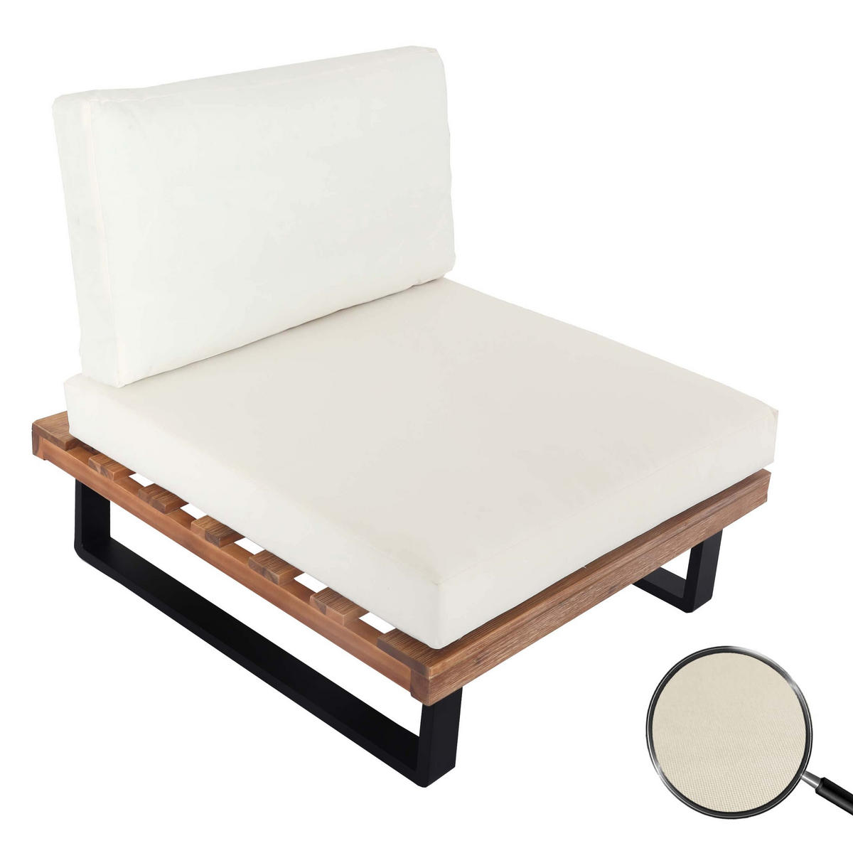 LOUNGESESSEL Garten Hellbraun Cremeweiß - Braun, Holz (82/75/82cm) - PROREGAL