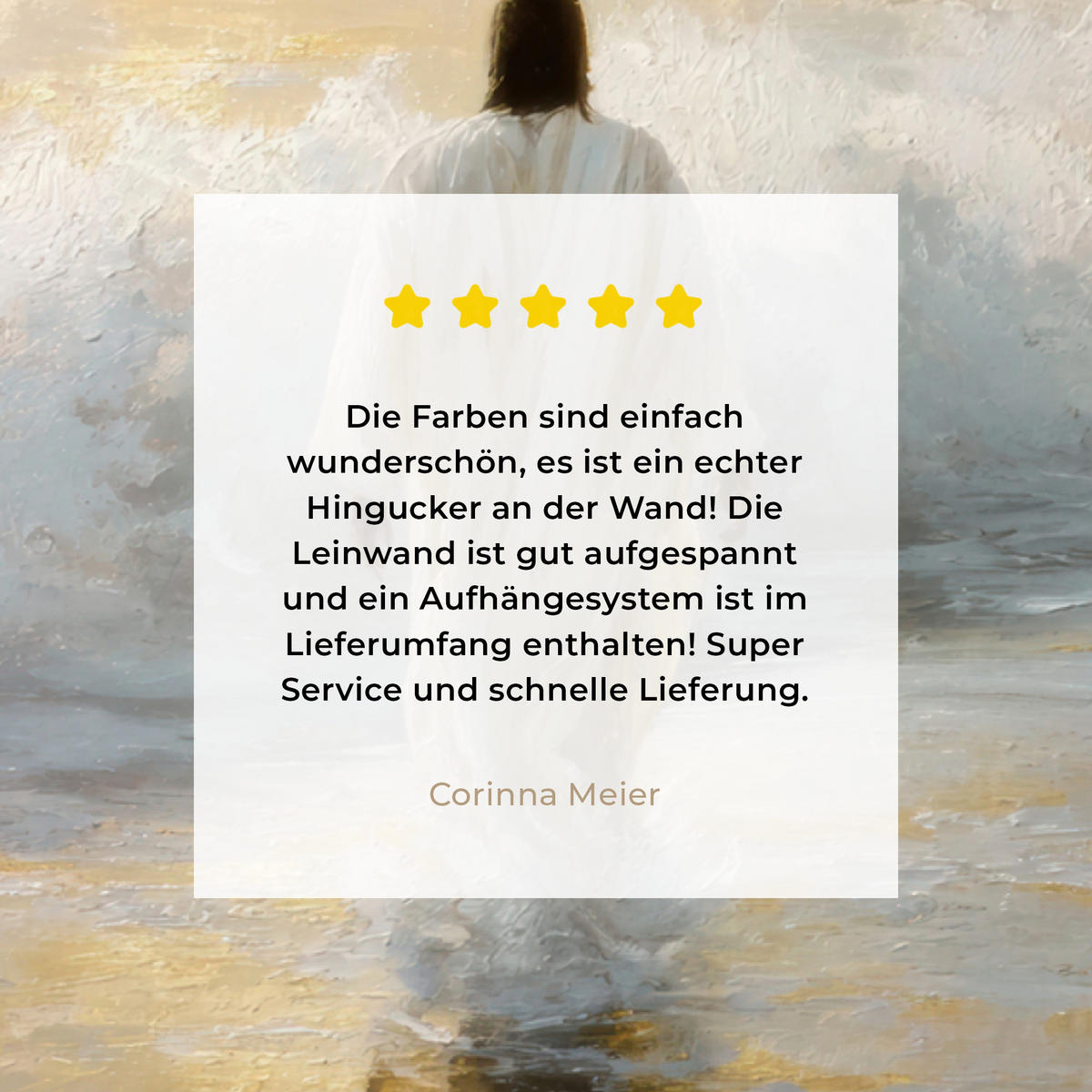 LEINWANDBILD Gemälde - Welle - Jesus - Abstrakt Wandbilder 80x60 cm - Goldfarben, Textil (80/60cm) - MuchoWow