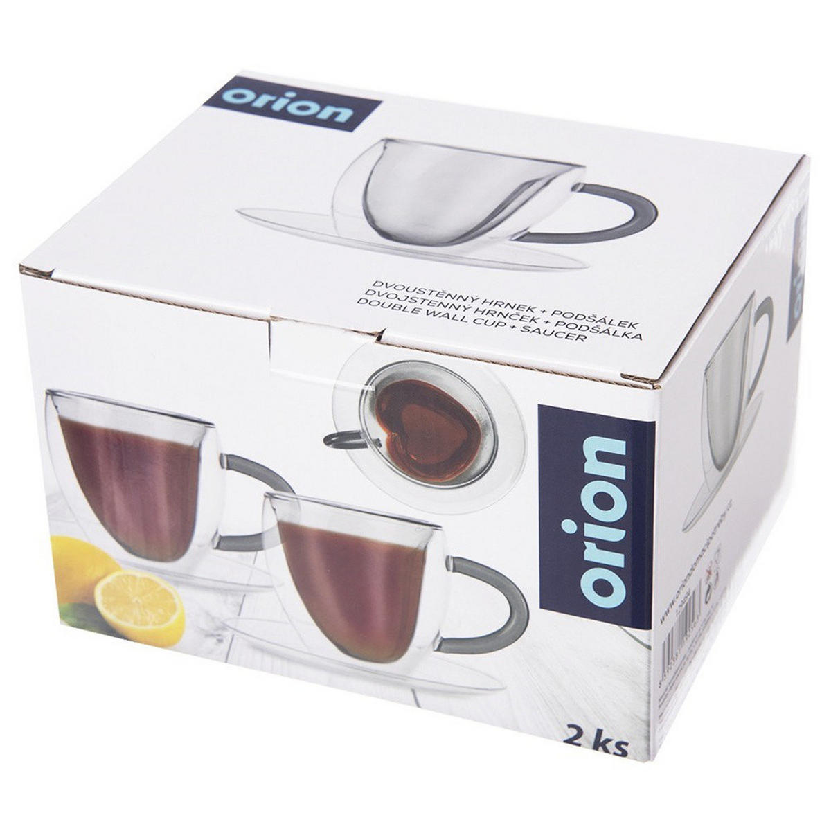 THERMOBECHER Herz z Untertasse 2er-Set - Klar, Glas (0.16L) - Orion 