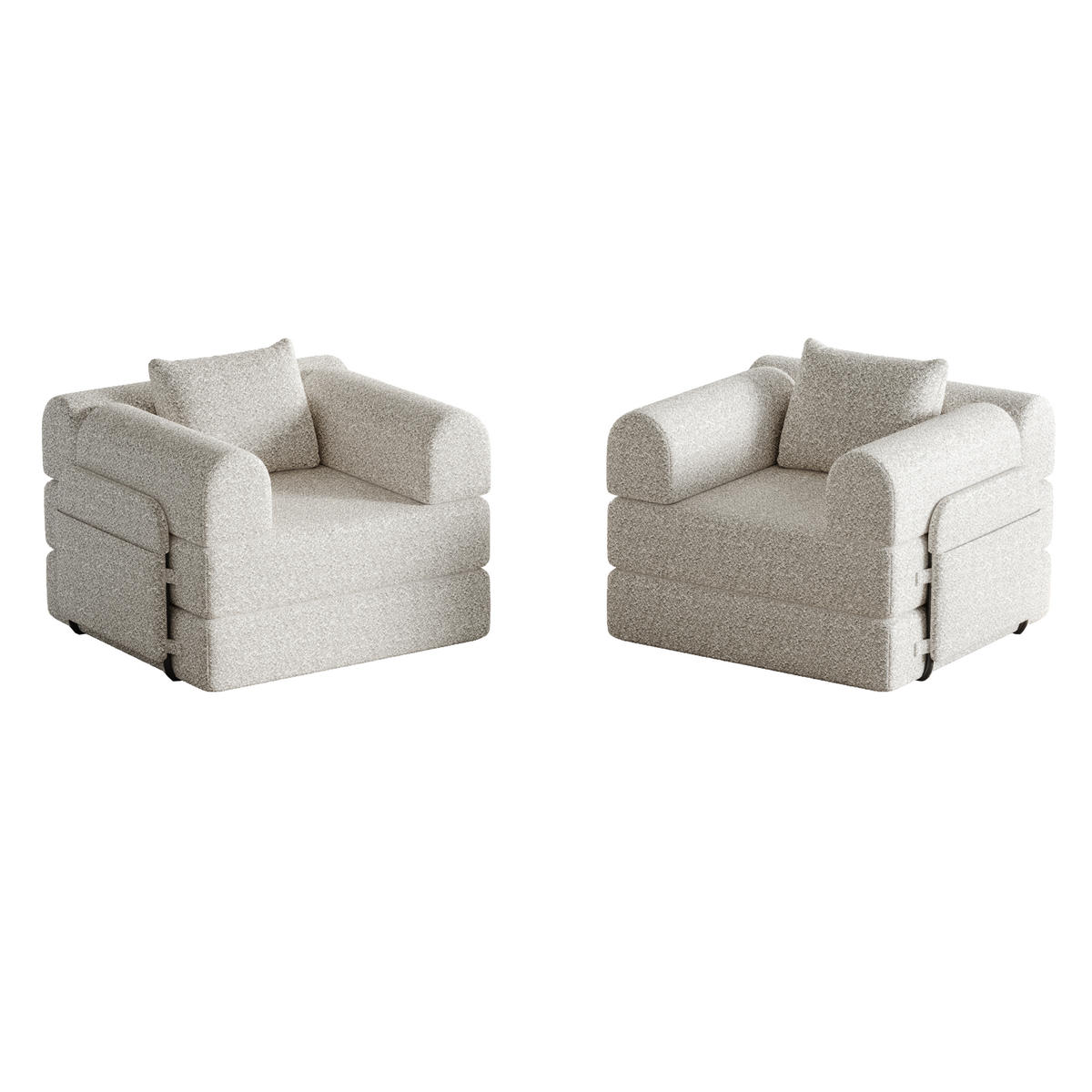 SCHLAFSOFA aus Chenille Khaki 2-in-1 mit Armlehnen-Ablagefach und flexibler Modulnutzung - Naturfarben, Textil (94/49.5/181.6cm) - Modfu