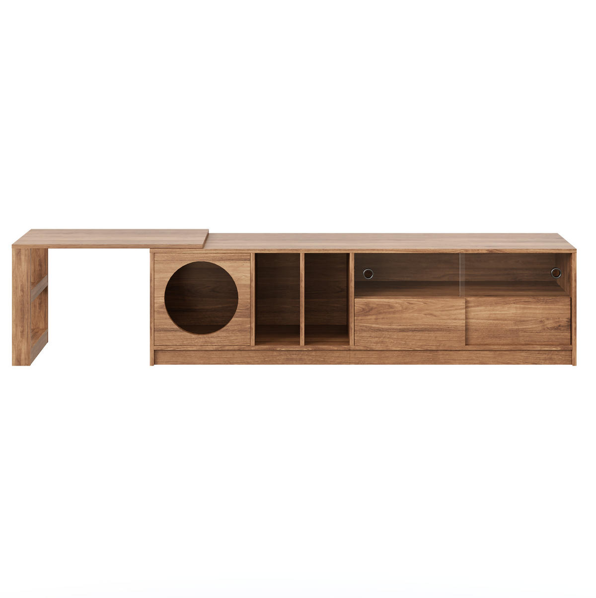 TV-SCHRANK ausziehbar und drehbar in Nussbaum 180/40/50 cm (bis 260 cm) - Walnussfarben, Holzwerkstoff (180/50/40cm) - Redom