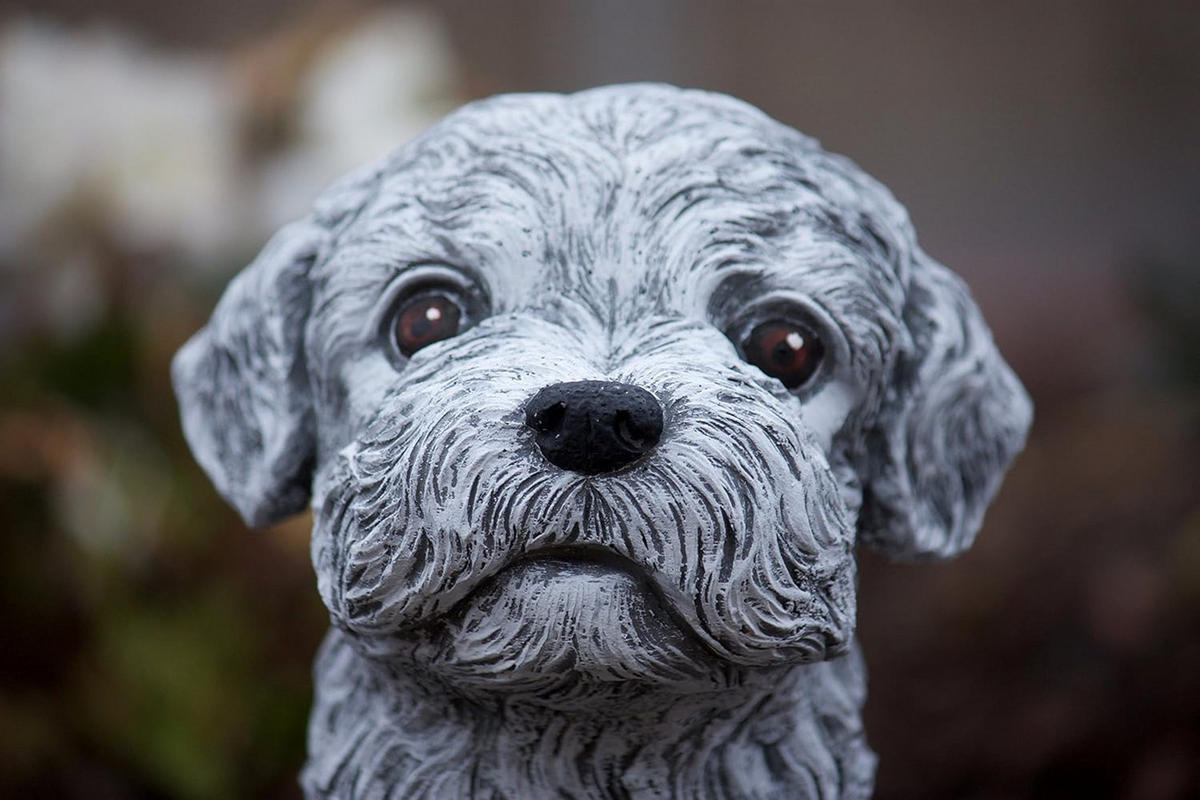 STEINFIGUR Malteser Hund, frostfest, massiv - Grau, Stein (15/25/18cm) - stoneandstyle