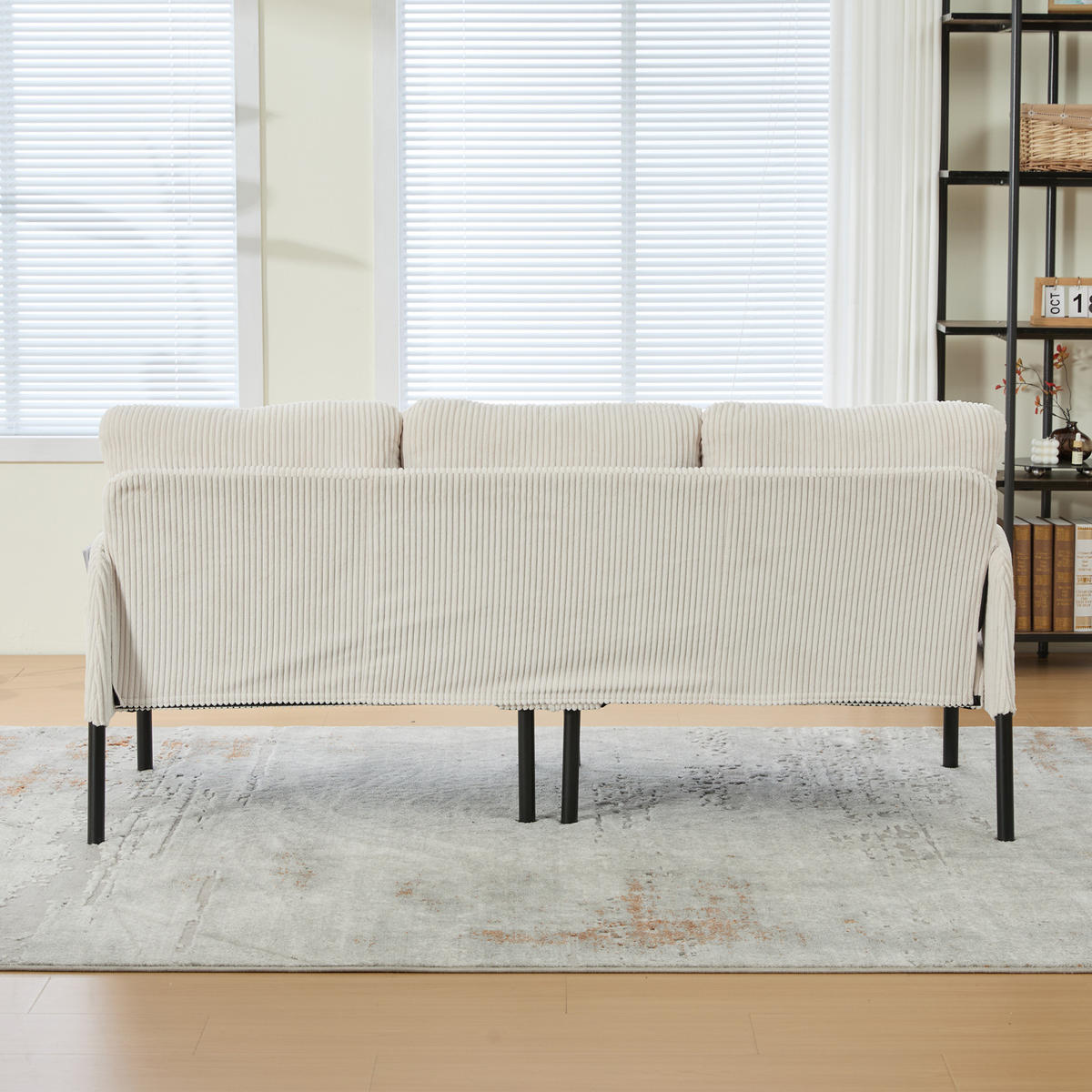 SOFA 3-Sitzer mit Seitentasche 171 x 72 x 80 cm Cord Beige - Beige, Kunststoff (171/80/72cm) - Meubliv