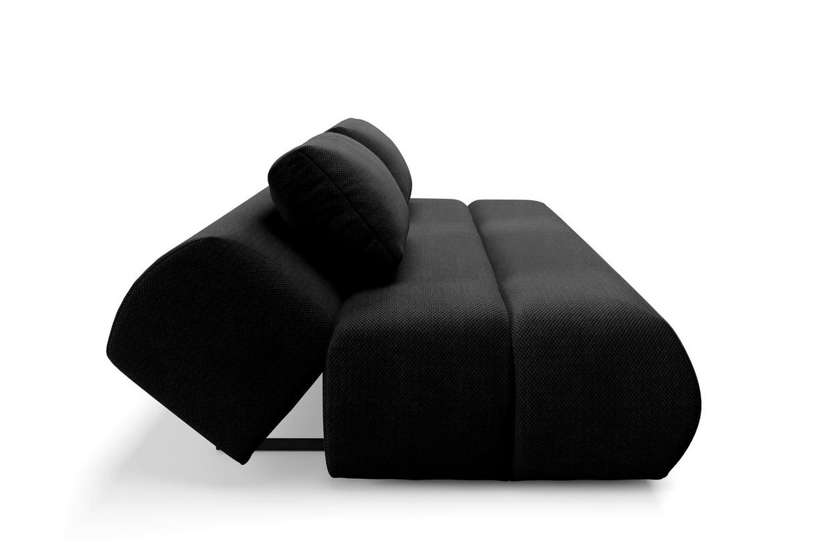 BETTSOFA ATOMO Schwarz Velours-Stoff mit Schlaffunktion - Schwarz, Holz (217/82/134cm) - MASSENO