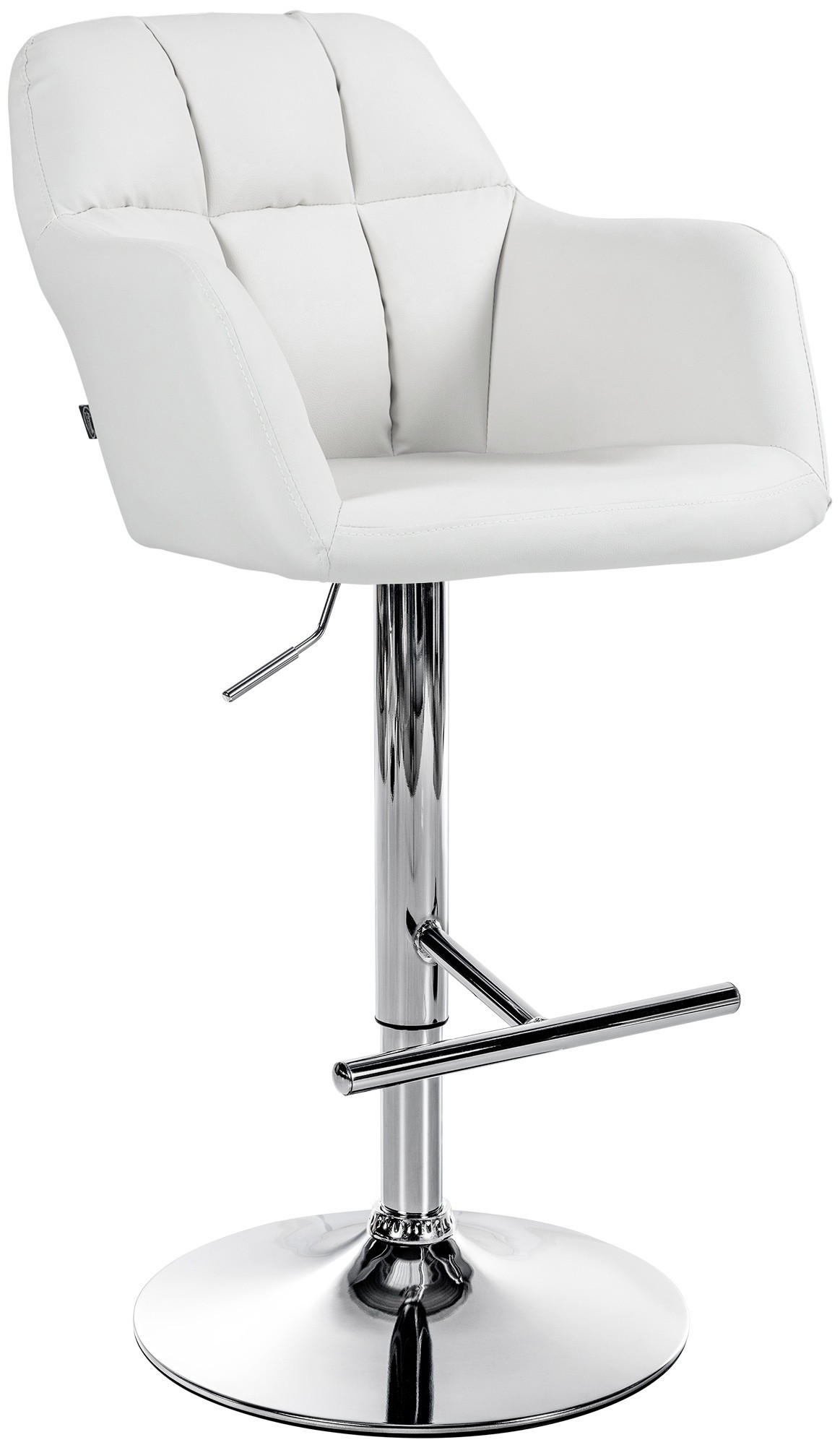 BARHOCKER Natoma Kunstleder 97-118 cm weiß - Weiß, Leder (57/97/59cm) - furnicato