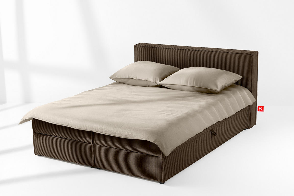 BOXSPRINGBETT ROTI mit Stauraum, dunkelbraun - Dunkelbraun/Schwarz, Holz/Holzwerkstoff (160/200cm) - KONSIMO®
