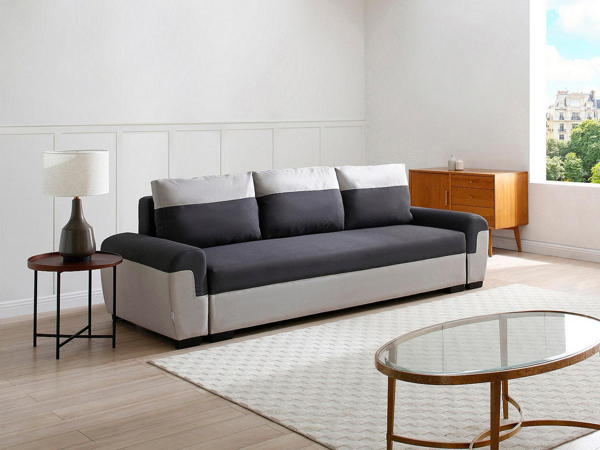 SCHLAFSOFA - 3 Personen - Stoff - Anthrazitgrau - - Anthrazit, Textil (260/88/90cm) - Vente-Unique