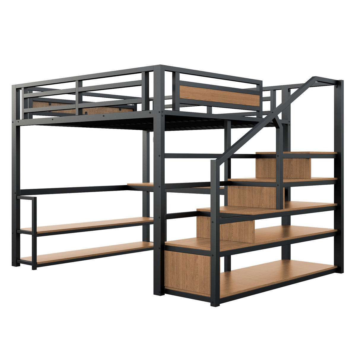 HOCHBETT 140/200 cm Schwarz mit Aufbewahrungsleiter und Tisch aus MDF - Schwarz, Metall (140/200cm) - OKWISH