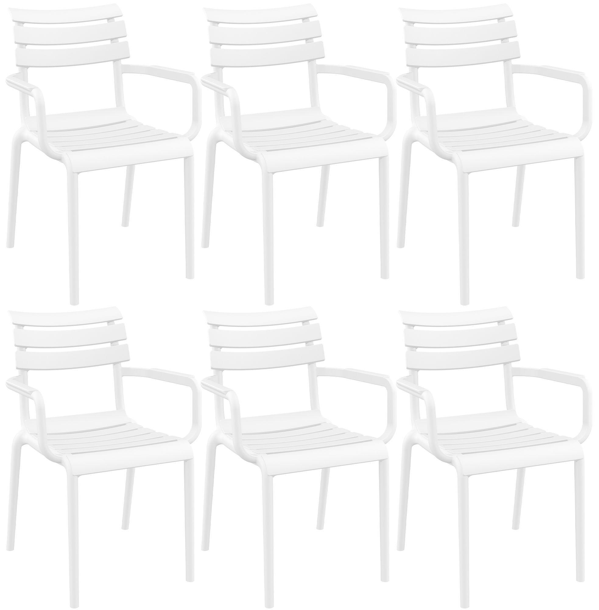 GARTENSTUHL Lars 6er Set 58x59x85cm Kunststoff Weiß Stapelstuhl - Weiß, Kunststoff (58/85/59cm) - DELUKE