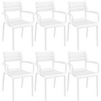 GARTENSTUHL Lars 6er Set 58x59x85cm Kunststoff Weiß Stapelstuhl - Weiß, Kunststoff (58/85/59cm) - DELUKE