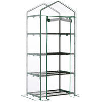 GEWÄCHSHAUS aus Stahl 70x50x160 cm in Transparent mit 4 Regalböden - Transparent, Metall (50/160/70cm) - Modfu