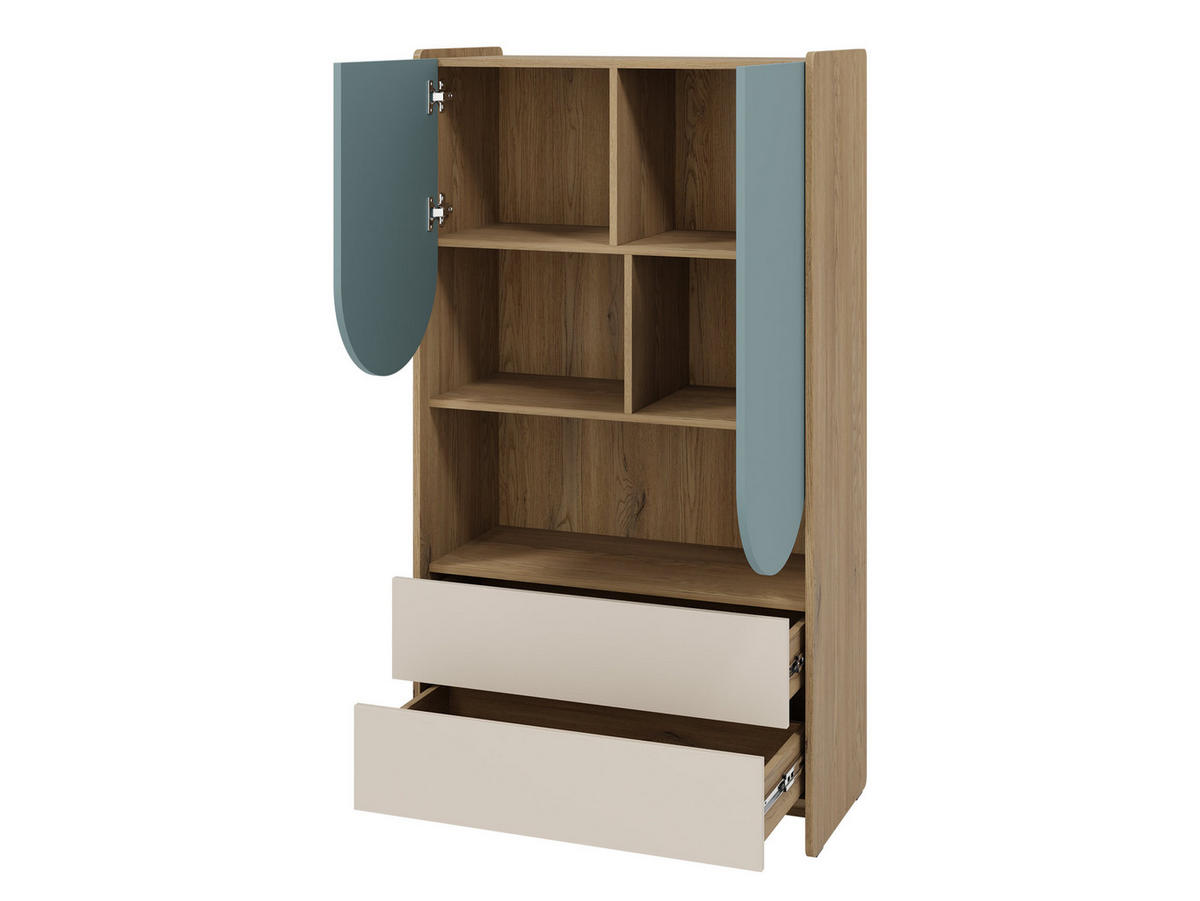 KINDERREGAL Lexi 2D2S 06 - Blau/Eichefarben, Holzwerkstoff (84/151/40cm) - MIRJAN24